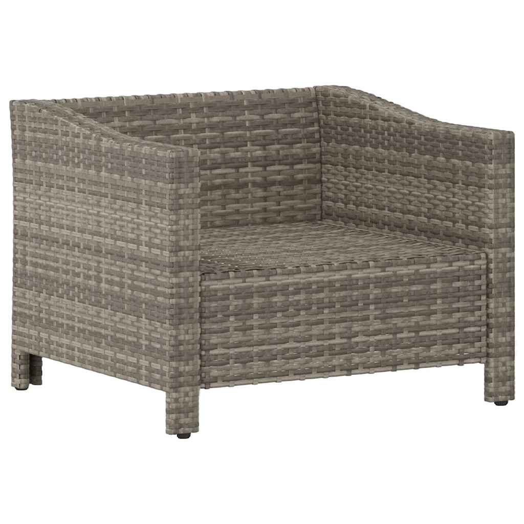 Garden Armchair with Cushions Grey Poly Rattan