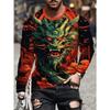 T-shirt da uomo a maniche lunghe stampata in 3D, top da uomo comodo, traspirante e versatile