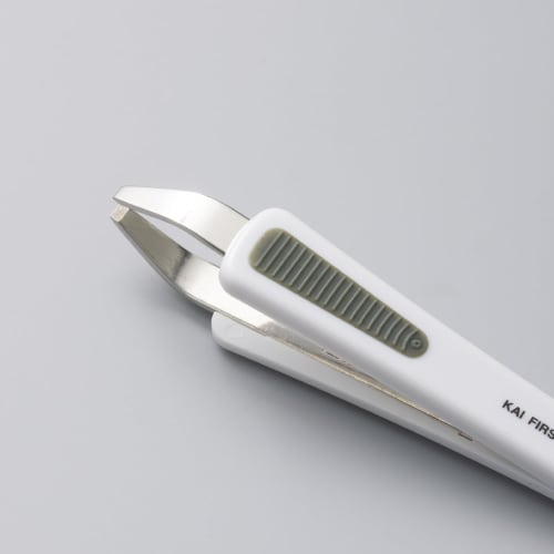Kai KAI PC handle tweezers flat tip white for tweezers anti-slip included KF1017