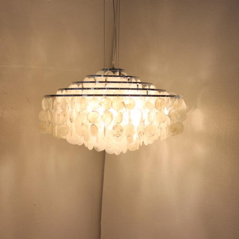 Romantic Led Shell Chandelier Modern Simple Pendent Lamp Natural Shell Wind Chime Lamp Villa Restaurant Suspended Hanging Lamp