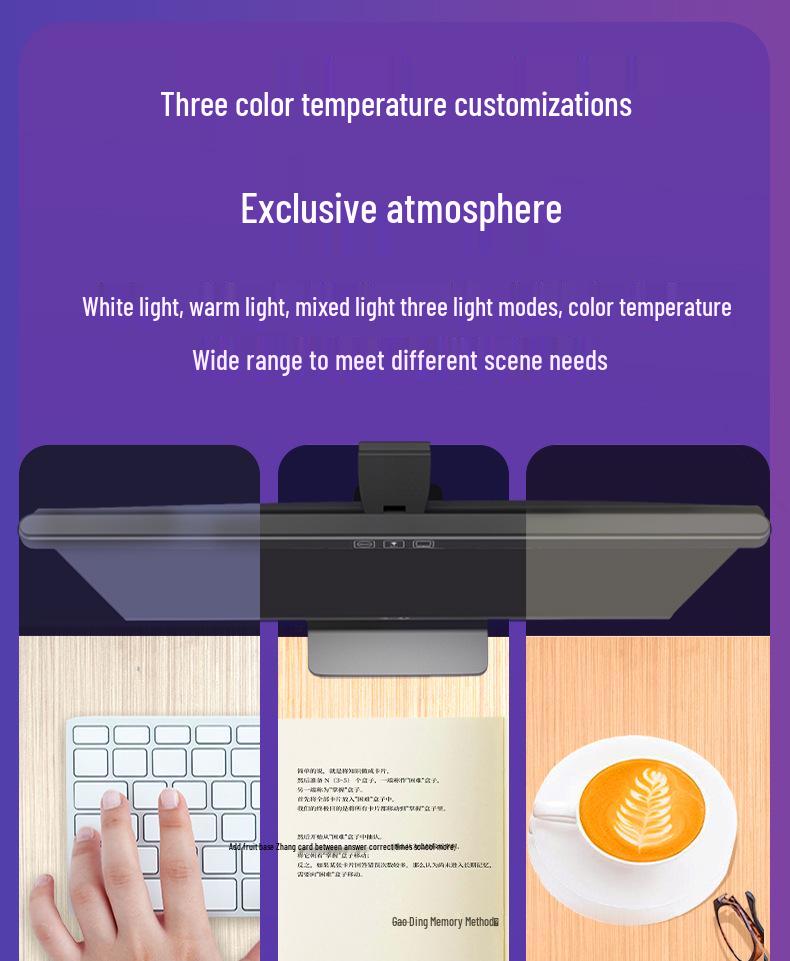 Gebogene Monitor-Augenpflege-Hängeleuchte für Studium & Arbeit