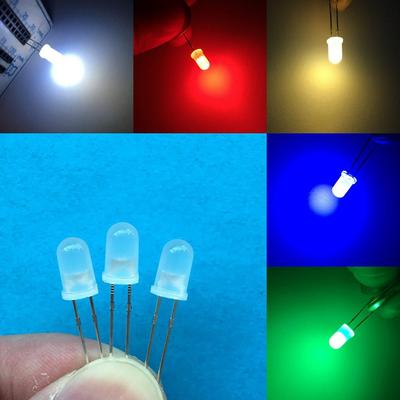 100pcs 5mm Diffused White Red Green Blue Yellow Warm-white Round Light-emitting 1 8 3 4V Diode 2pin LED Bulb Light Diodes Led
