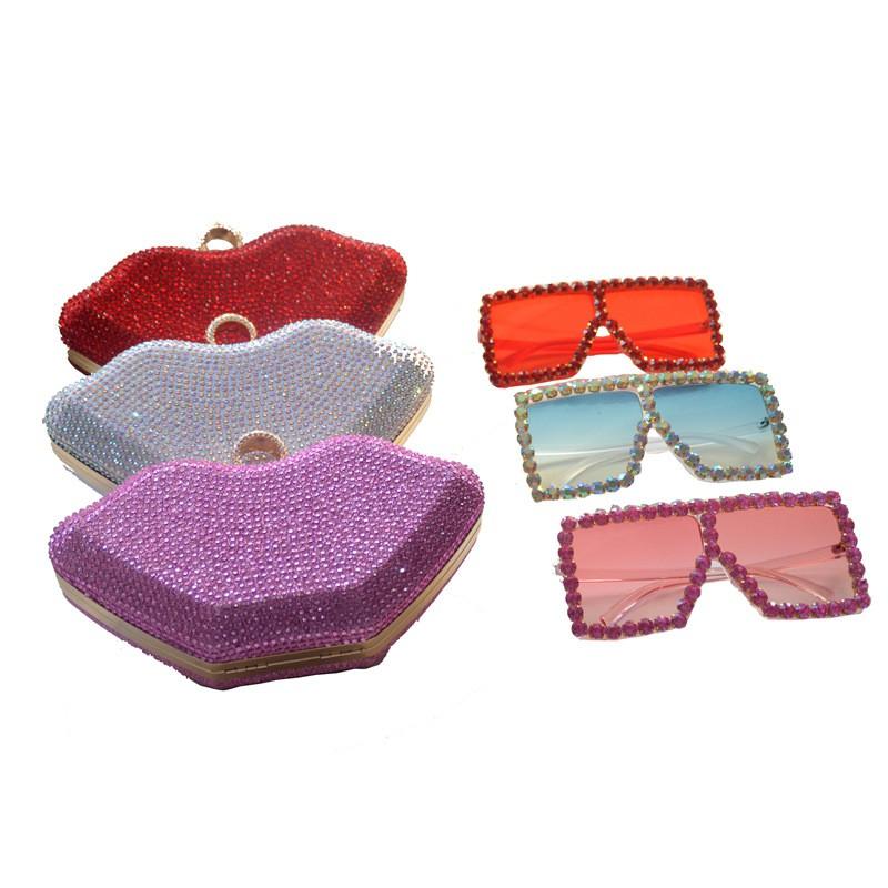 Lip Shape Evening Clutch Bag With Rhinestone Embellishment Women Formal Party Wedding Accessory