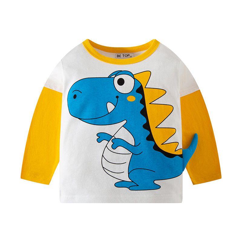 Spring and Autumn Three-Dimensional Dinosaur Long Sleeve Fake Two-Piece Bottoming Shirts