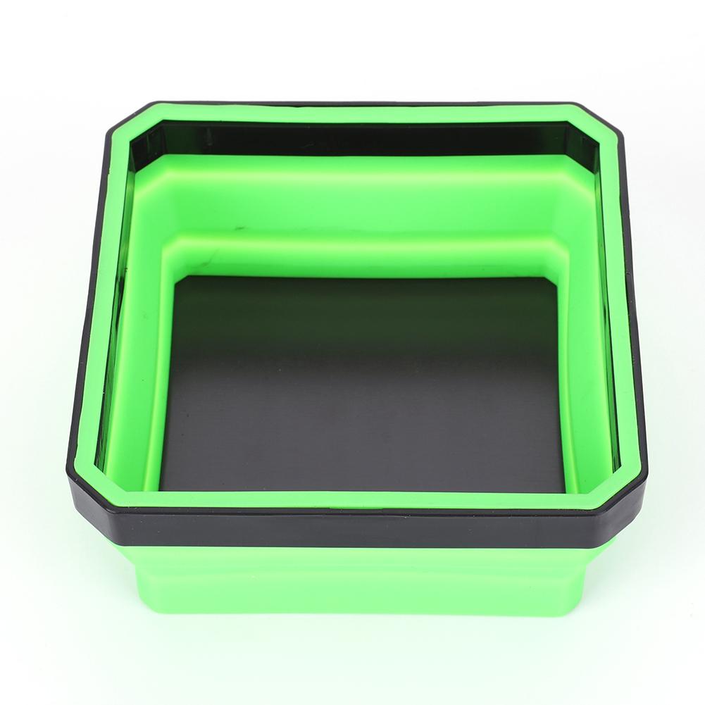 4.53 In Magnetic Screw Tray Collapsible Magnetic Parts Tray Square Silicone Screw Bowl Magnetic Tray Box for Small Metal Part