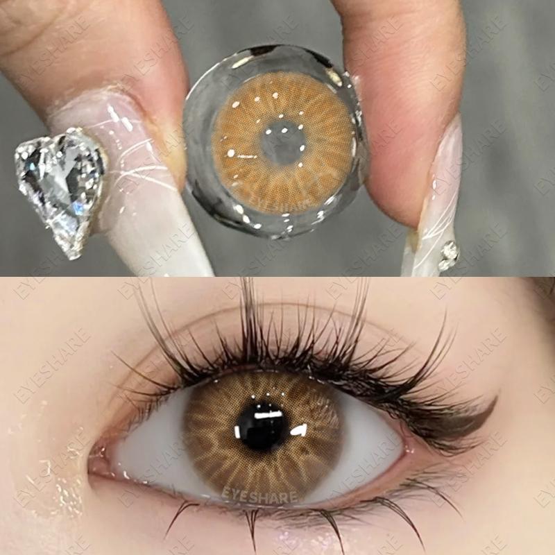 Eyeshare Brown Contact Lens Natural Cyprus Contact Lenses for Eyes Yearly Use 2pcs 14.2mm