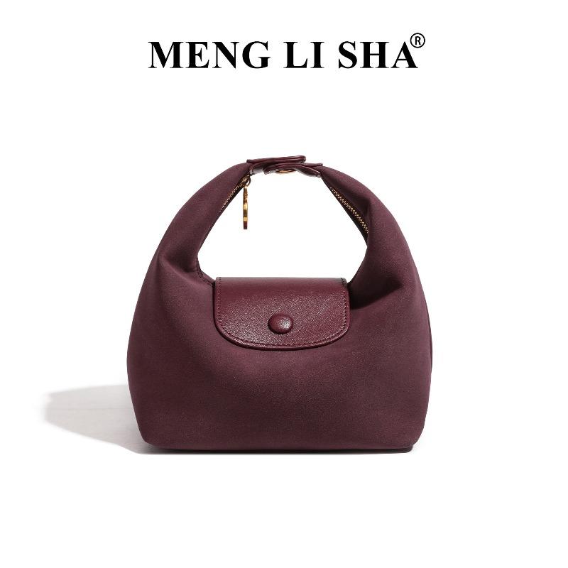 

New niche design high-end suede portable lunch box bag simple and versatile single shoulder underarm dumpling bag бордовий