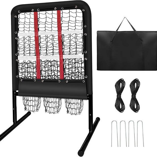 Baseball and Softball 9-Square Grid Training Pitcher s Net with Home Plate Rebound Ball Net