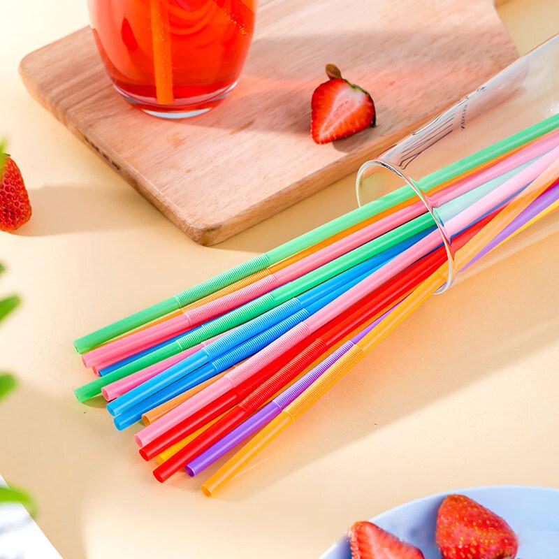 ZISIZ Individually Wrapped Long Plastic Art Straws