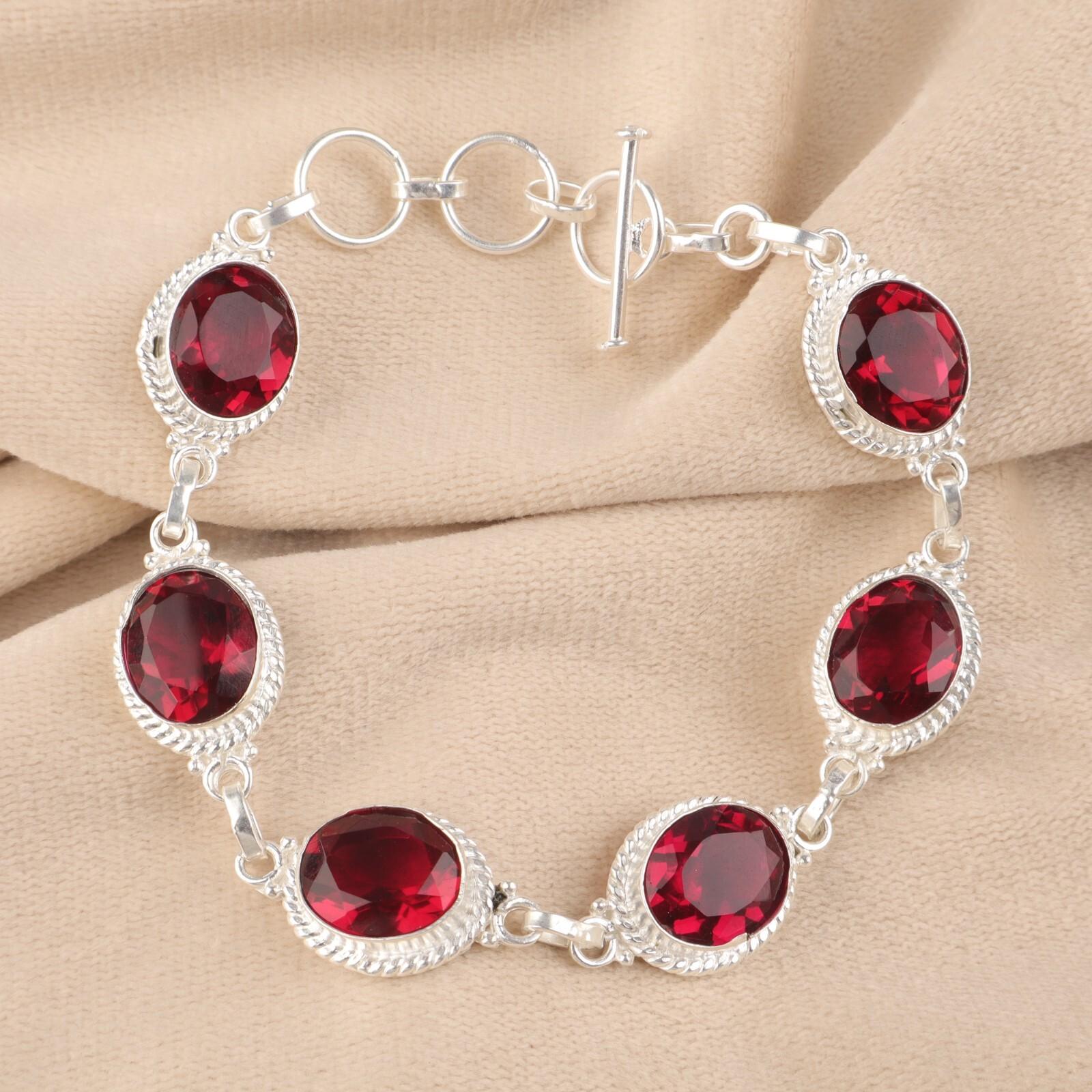 

Розовый рубеллит драгоценный камень 925 стерлинговое серебро ювелирные изделия ручной работы женский браслет 8,5 RB-2-10