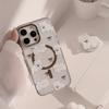 Cute Cartoon Cat Transparent Magnetic Holder Phone Case  For iPhone17 16 15 14 13 12 Pro Max Wireless Charging Back Cover