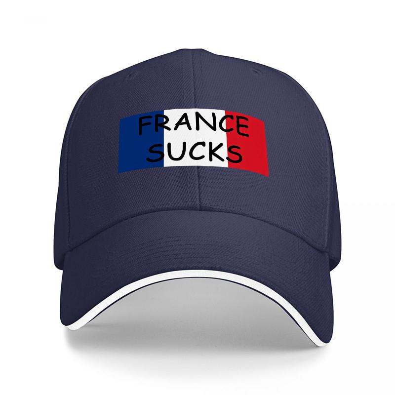 

FRANCE SUCKS FLAG DESIGN BLACK BASEBALL CAP WITH BOLD STATEUnisexT AND TRICOLORE MOTIF FOR FASHIONABLE STREETWEAR LOOK Adjustable