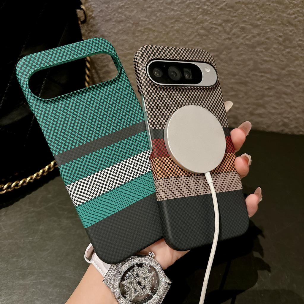 Luxury Slim Carbon Fibre Texture Magnetic Charging Case For Google Pixel 11 10 9 Pro XL 9A 8 7 Pro Half-pack Protect Phone Cover