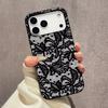 Black Lace Pattern Phone Case For iPhone 17 Pro Max 16 Plus 15 Pro 14 11 13 12 11 16E 17Air XR XS Lychee Textur Soft Cover