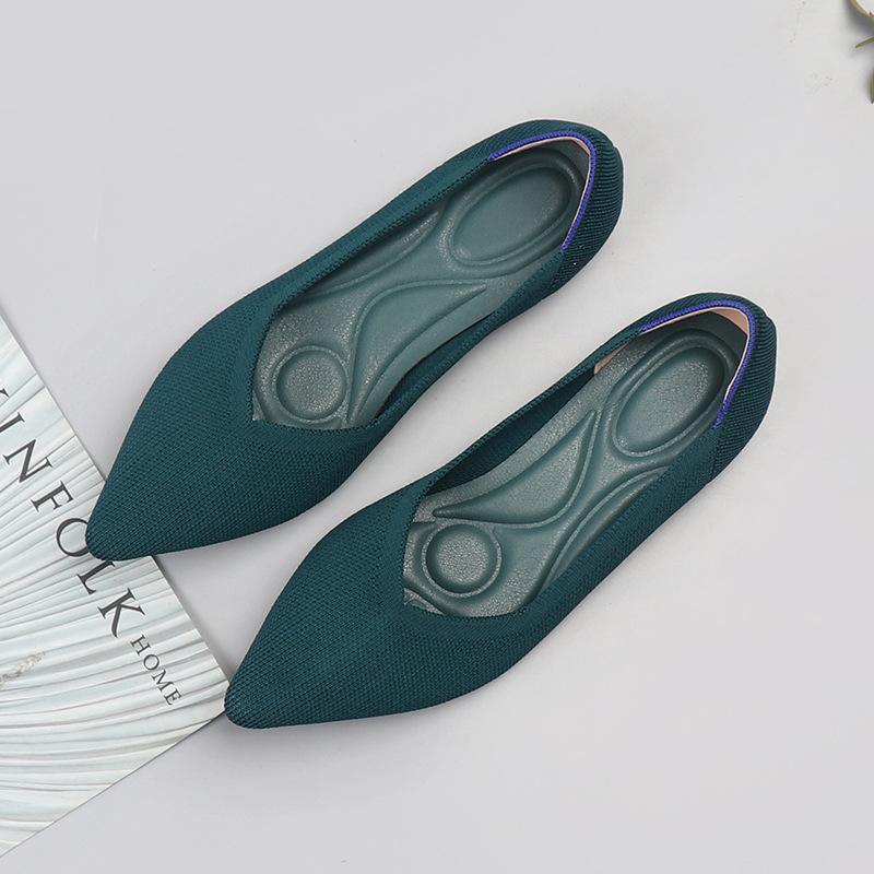 Spring and Autumn Flying Single Shoes Doudou 40 Knitted 4142 Flat Bottom 43 Large Size Women's Shoes