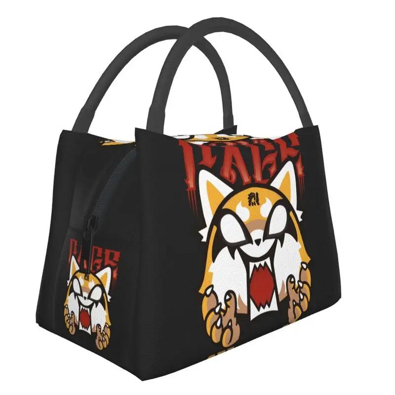 Death Metal Aggretsuko Aggressive Retsuko Portable Lunch Boxes Japanese Anime Manga Thermal Cooler Food Insulated Lunch Bag