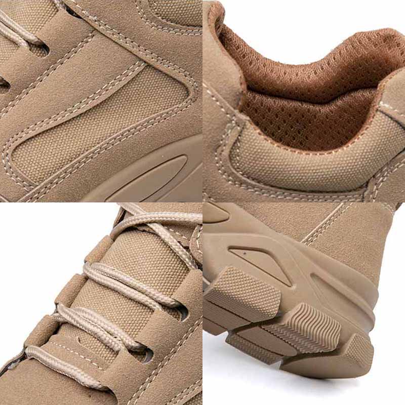 Oulylan Male Non Skid Safety Shoes Puncture-proof Lace Up Work Boots Steel Toe Anti-smash Sneakers Male Cowhide Labor Footwear