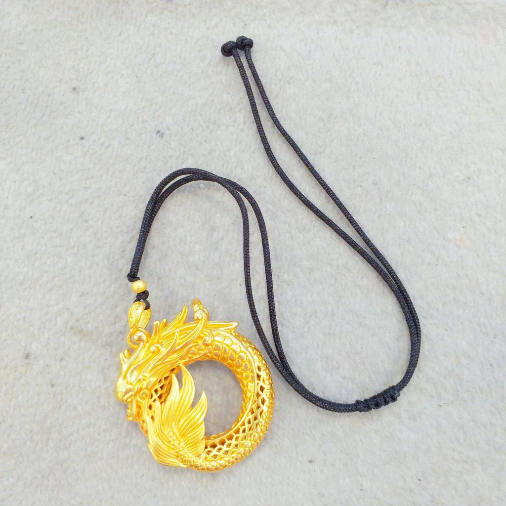 Gold Dragon and Phoenix Zodiac Necklace - Unisex Pendant for Year of the Dragon