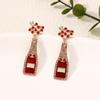 Exquisite wine bottle, red trend, fashion temperament, versatile, light luxury earrings, earrings, women