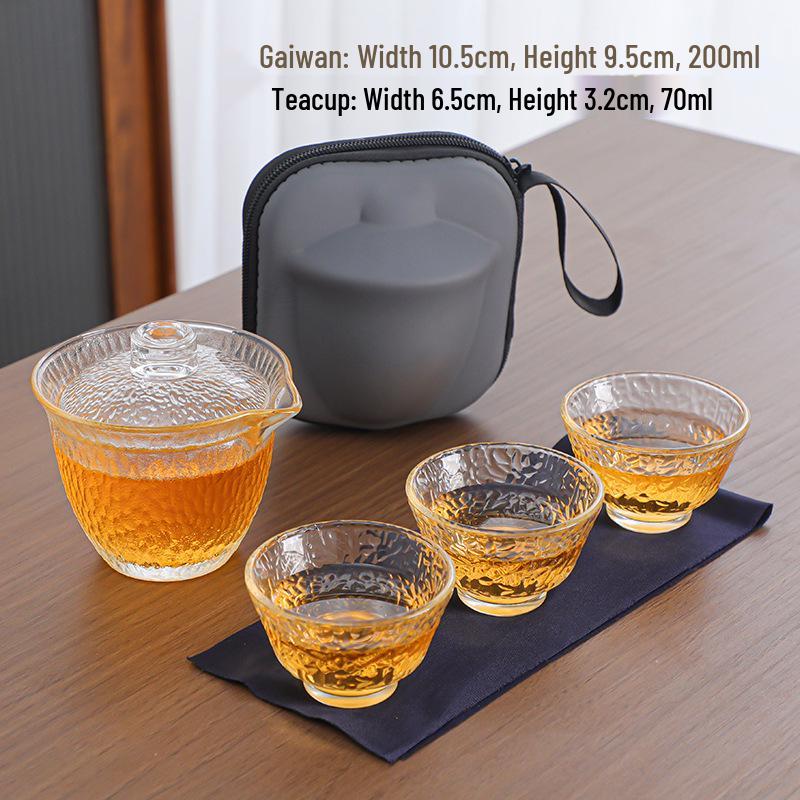 Portable Quick Brew Glass Teapot with Cups - Outdoor Travel Gongfu Tea Set