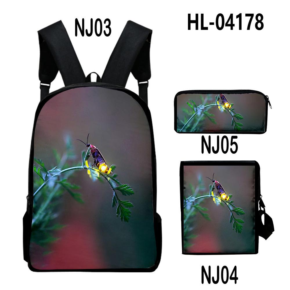 Classic Popular Classic Fireflies 3D Print 3pcs/Set pupil School Bags Laptop Daypack Backpack Inclined shoulder bag Pencil Case