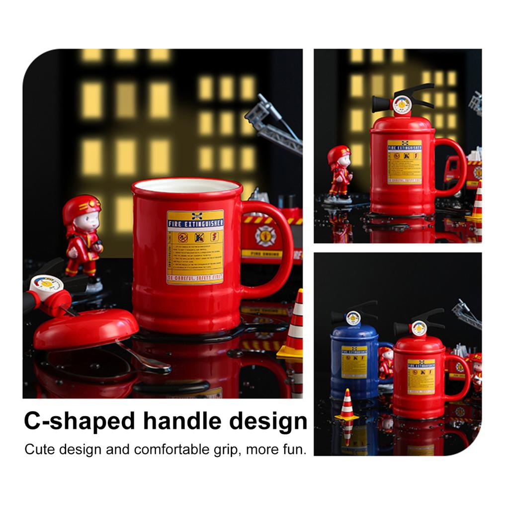 Kávové šálky Keramická šálka na čaj Hrnček v tvare hasiaceho prístroja s viečkom lyžičkou 400 ml Na horúce studené nápoje Mlieko Džús Nápojový hrnček Kancelária Dom Cestovanie Darčeky