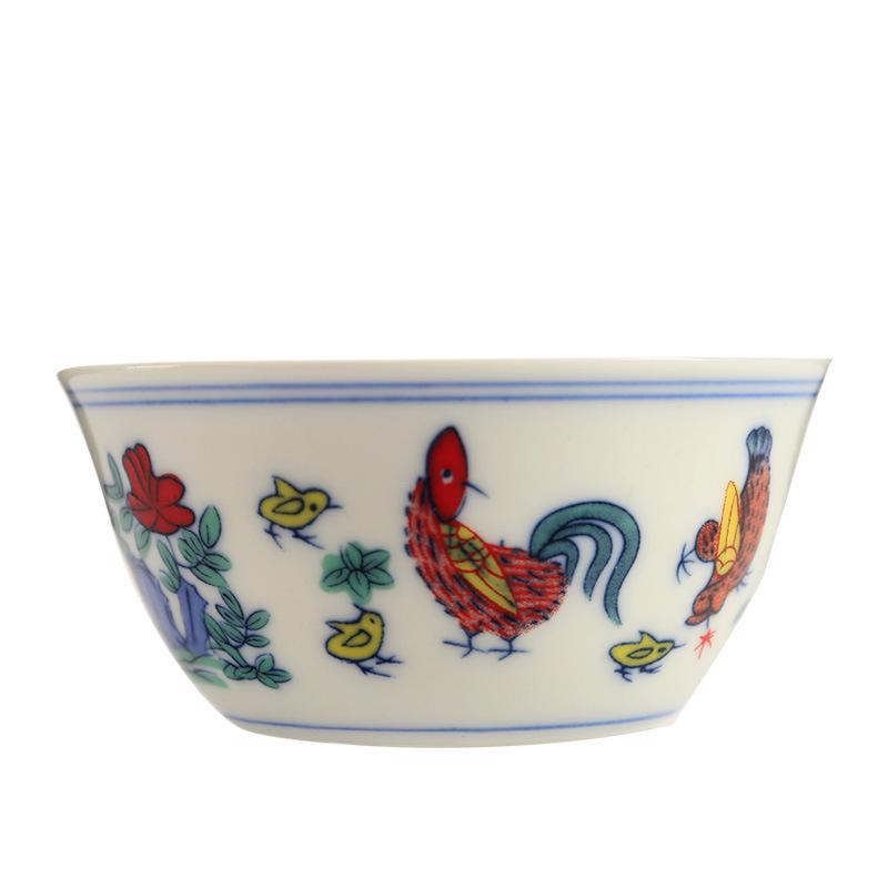 Vintage Style Doucai Chicken Ceramic Cup for Wine or Tea – Elegant Retro Design