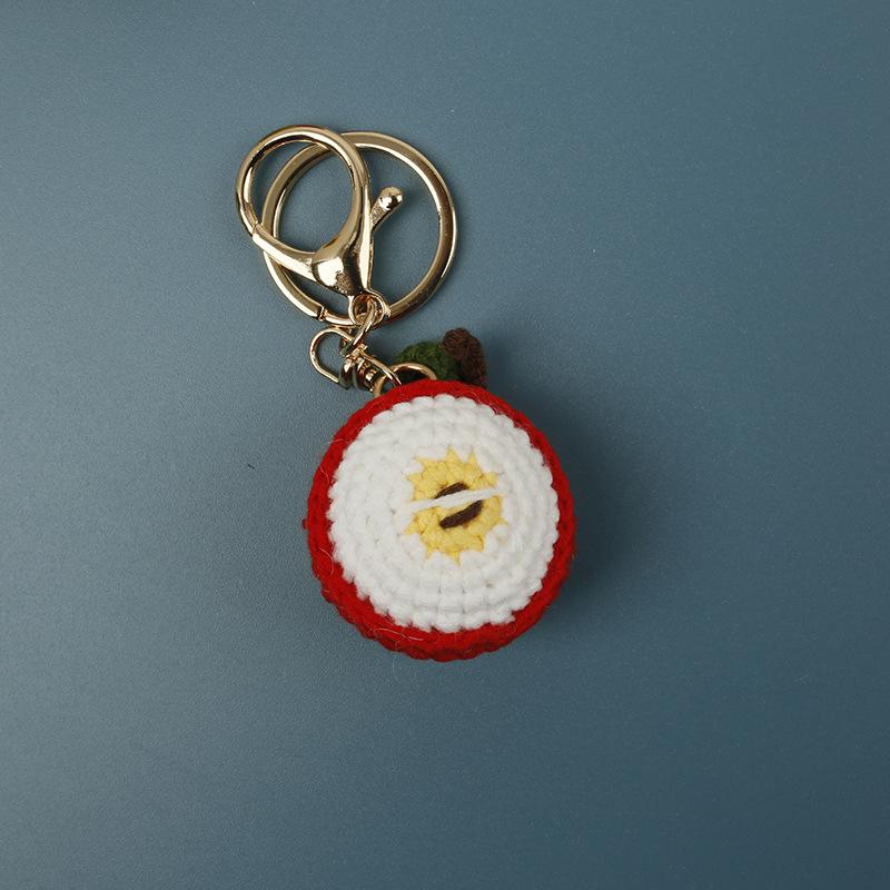 Cute Fruit Series Crochet Keychain Handmaking Knitted Fruit Keyrings For Bag Pendant Keychain Custom Accessories