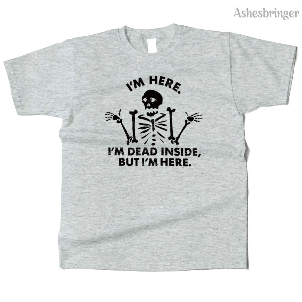

Мужская хлопковая Я мертв внутри, но я здесь. Графичная смешная футболка уличного повседневного стиля для мужчин и женщин 4XL