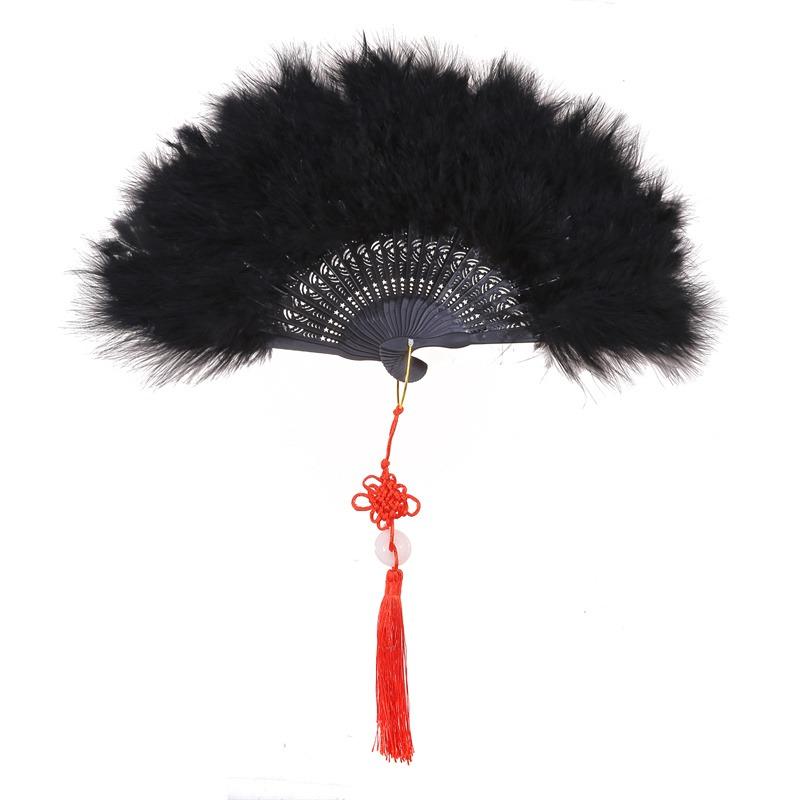 Feather Folding Fan Japanese Sweet Fairy Girl Dark Gothic Court Dance Hand Fan Art Craft Gift Wedding Party Decoration
