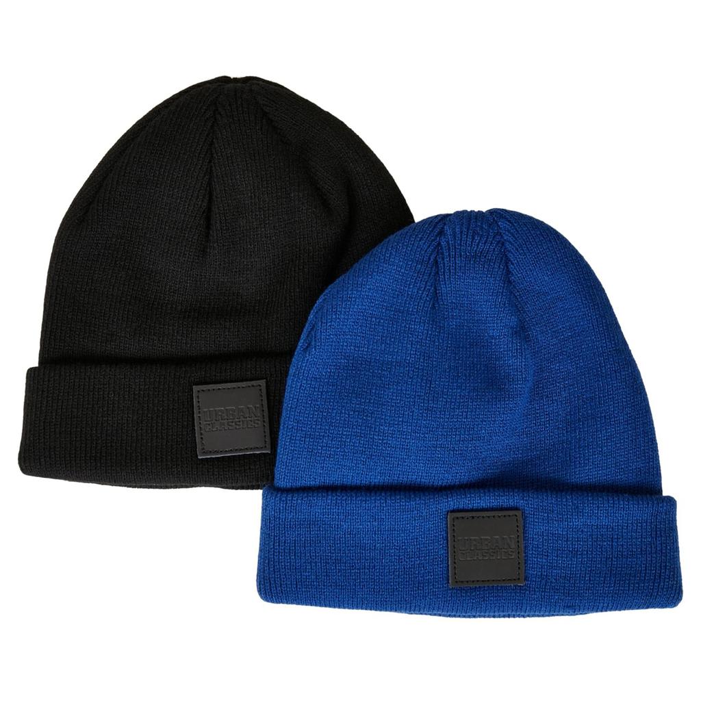 Urban Classics Childrens/Kids Patch Leather Patch Logo Beanie (Pack of 2)