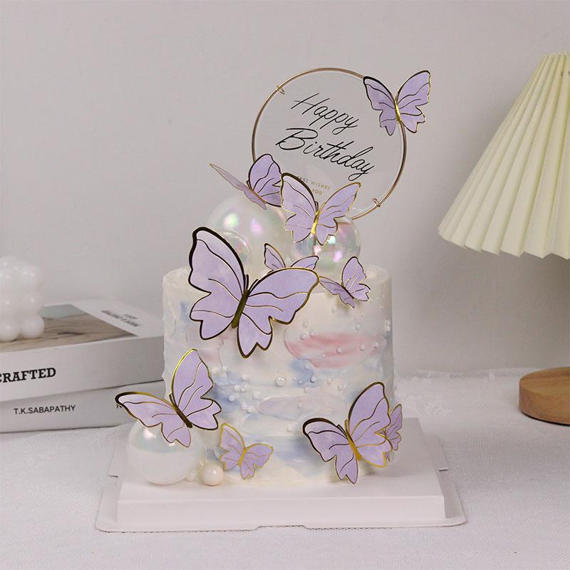 30Pcs Butterfly Cake Toppers Princess Girl Wedding Happy Birthday Party Decor Dessert Cake Decor Butterfly