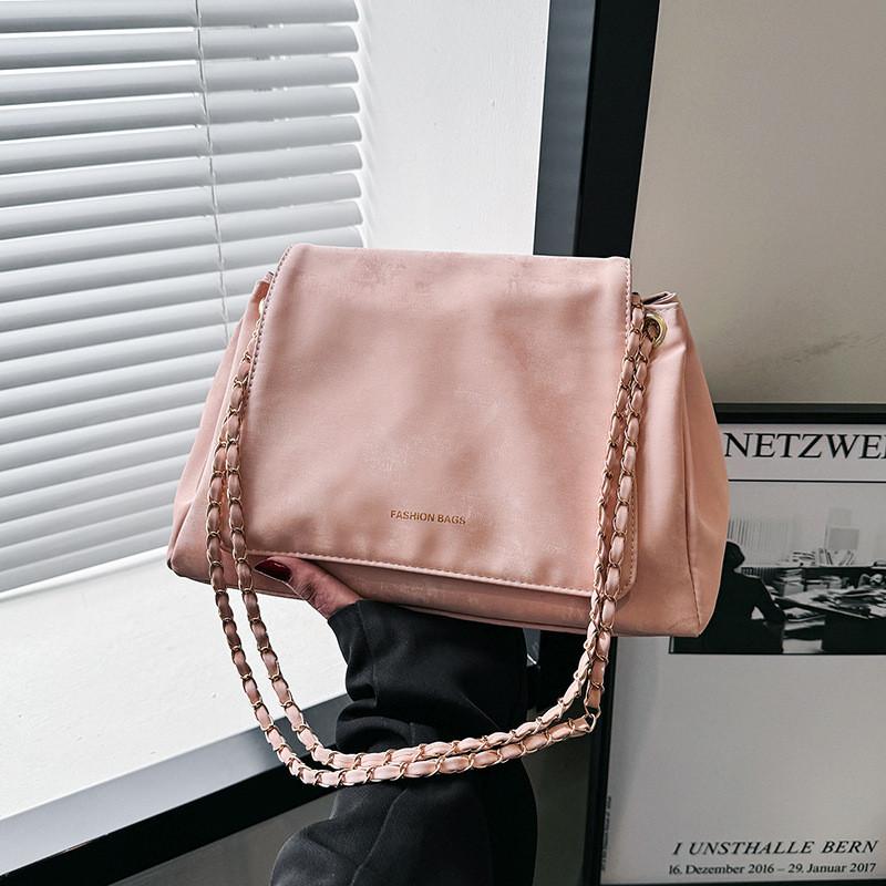 Stylish Spring New Fashionable Single Shoulder Chain Bag With Vintage Appeal And Large Capacity In Black White Pink Or Silver