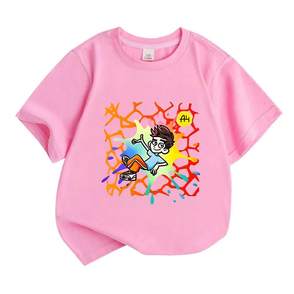 Kids Boys Girls Crew Neck Short Sleeve 100% Cotton T-Shirt, Cool Cartoon Boy Break Dance Printed Soft Breathable Casual Tees for Children Daily Wear S