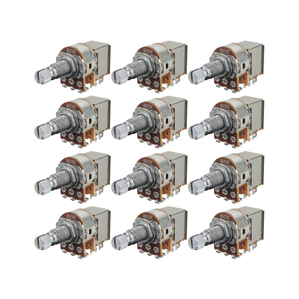 FLEOR 12PCS Push Pull Guitar Potentiometers Long Shaft Pots 18-Spline 500K/250K Choose