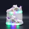 Zapatos deportivos para niñas con luz LED, suela suave para niños, zapatos casuales de princesa rosa y morado