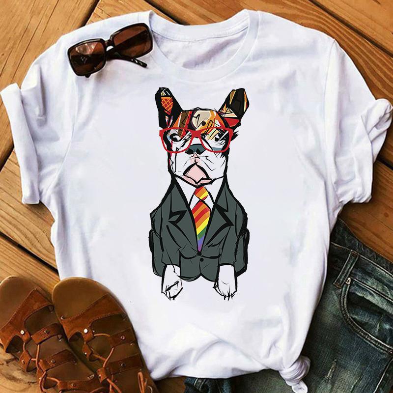 Kawaii French Bulldog T Shirt Women Dog Lover Top Tees Femme Summer Top Female Aesthetic Clothes Graphic Tshirt Camisetas Mujer