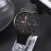 Black Steel Strap Watch Stainless Steel Strap Men's Thin Fashion Geneva Men's Watch Business