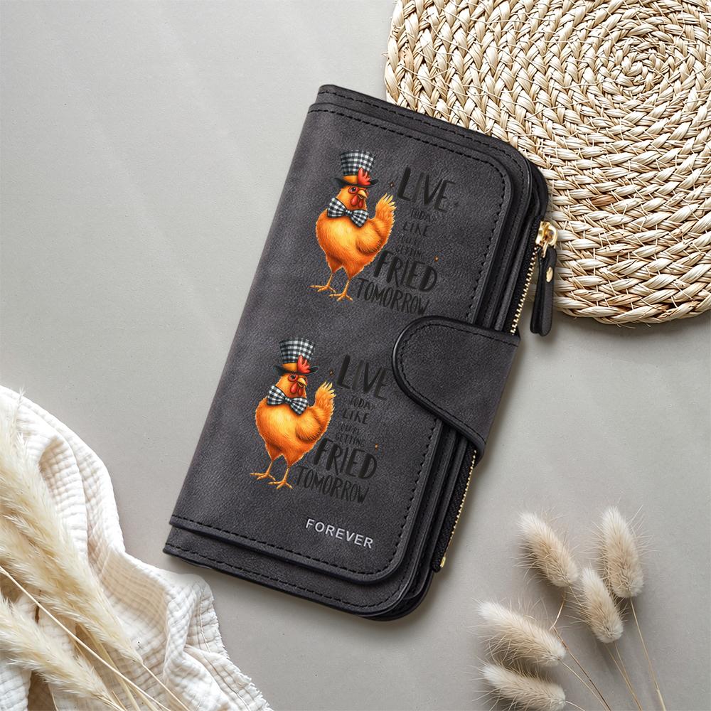 Cute Chicken Printed Wallet Fashion Long PU Leather Purse for Ladies