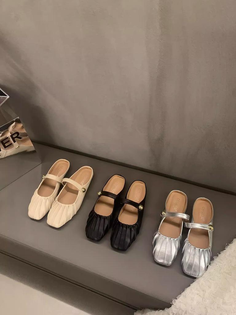 Baotou half-drag flat sandals women's summer wear 2025 new Mary Jane single shoes with skirt cool slippers