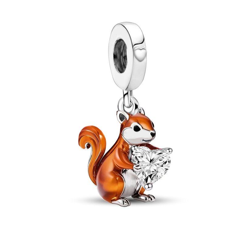 Copper Warm Maple Leaf Squirrel Golden Autumn Series Bead Fit Diy Bracelet Making Gift Of High Quality Jewelry