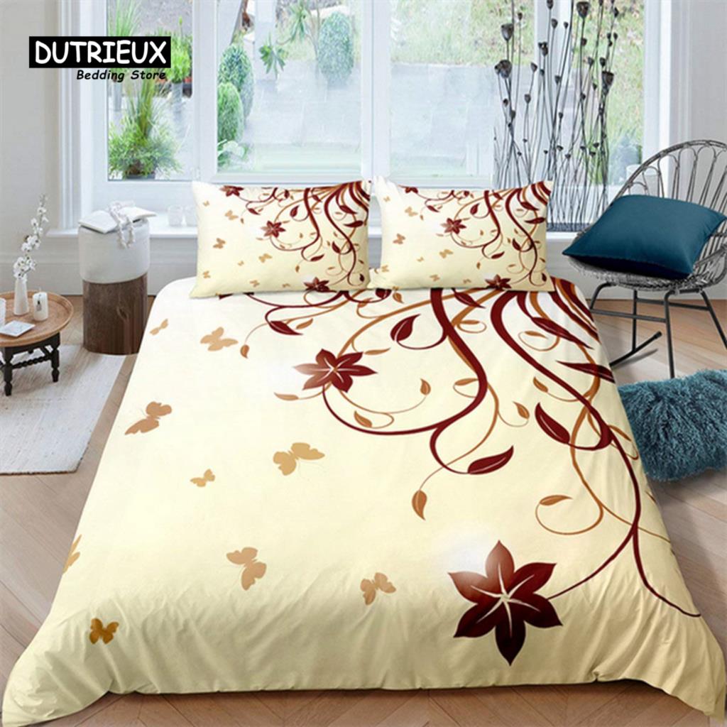 

Tree Branches Duvet Cover Botanical Leaves Print Bedding Set Polyester Nature Floral Comforter Cover Queen For Kids Adults Decor EU single(135x200cm)