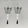 Elegant Butterfly Tassel Earrings: Chinese Ink Painting Style, Long Water Drop Pendant, Gentle Ancient Aesthetic for Women