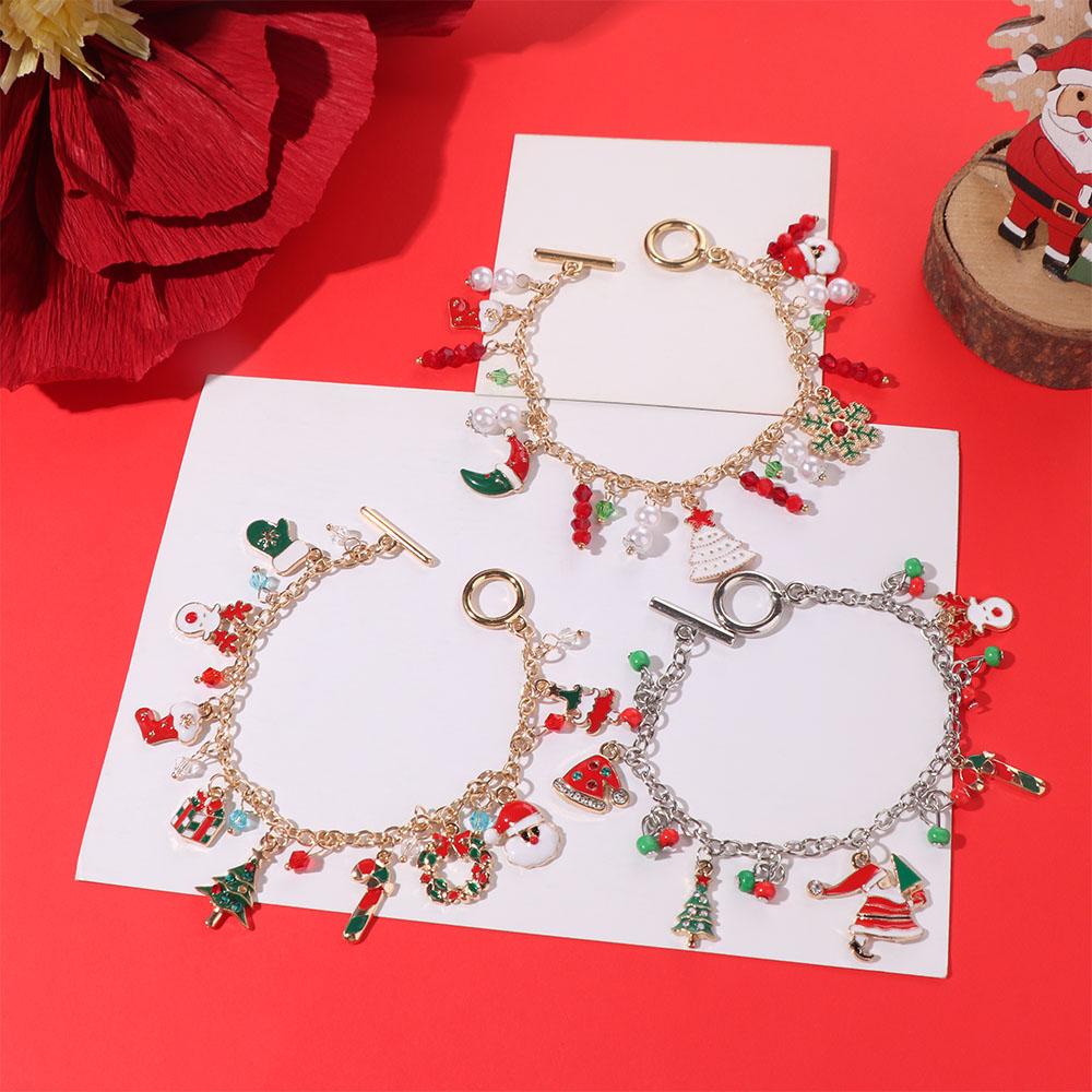 Snowflake Merry Christmas Bracelet Snowman Santa Claus Hand Chain Creative Christmas Jewelry  Girl