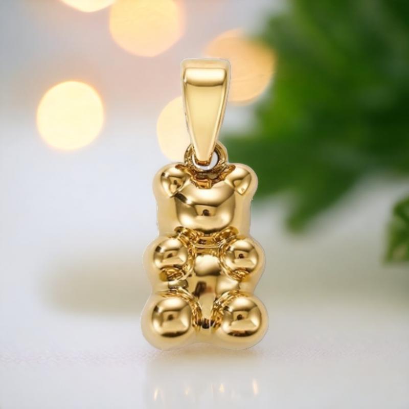 Collana Orsetto Acciaio Inossidabile Placcato Oro 14K Gioielli da Donna