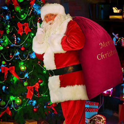 Weihnachtsmann Weihnachtsspielzeug Tasche Sack Rot Plüsch Samt Geschenk Kostüm Accessoire