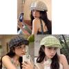 Retro Plaid Beret Hat For Women Spring Summer Sunshade Breathable Korean Style