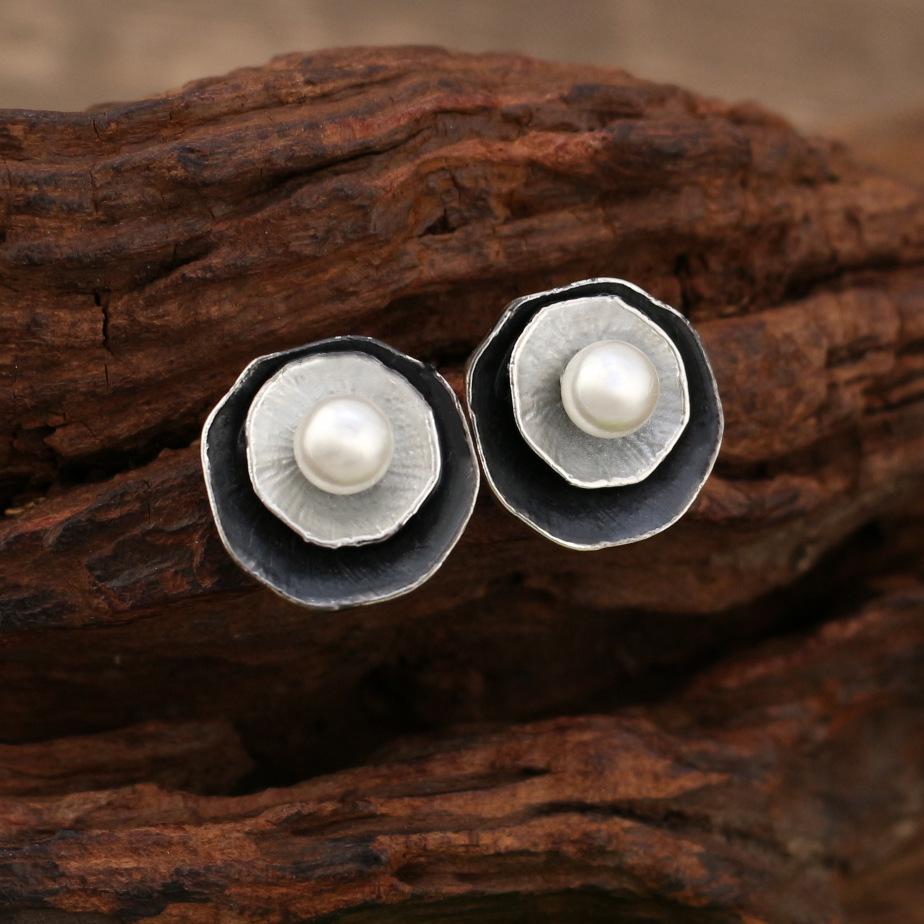 New Round Flower Color Drip Alloy Stud Earrings, Multi-layer Oil Women's Premium Earrings