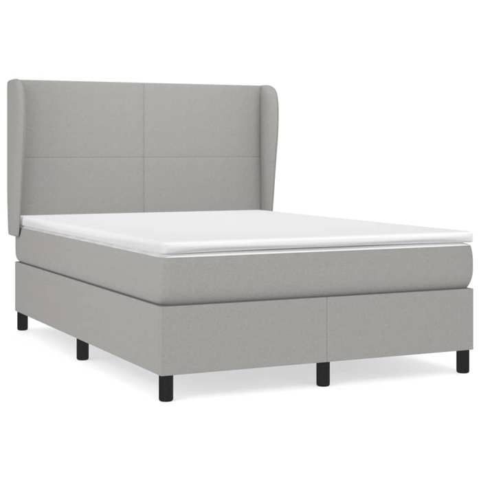 VidaXL Lit à sommier tapissier avec matelas Gris clair 140x190cm Tissu - Modèle 3127797