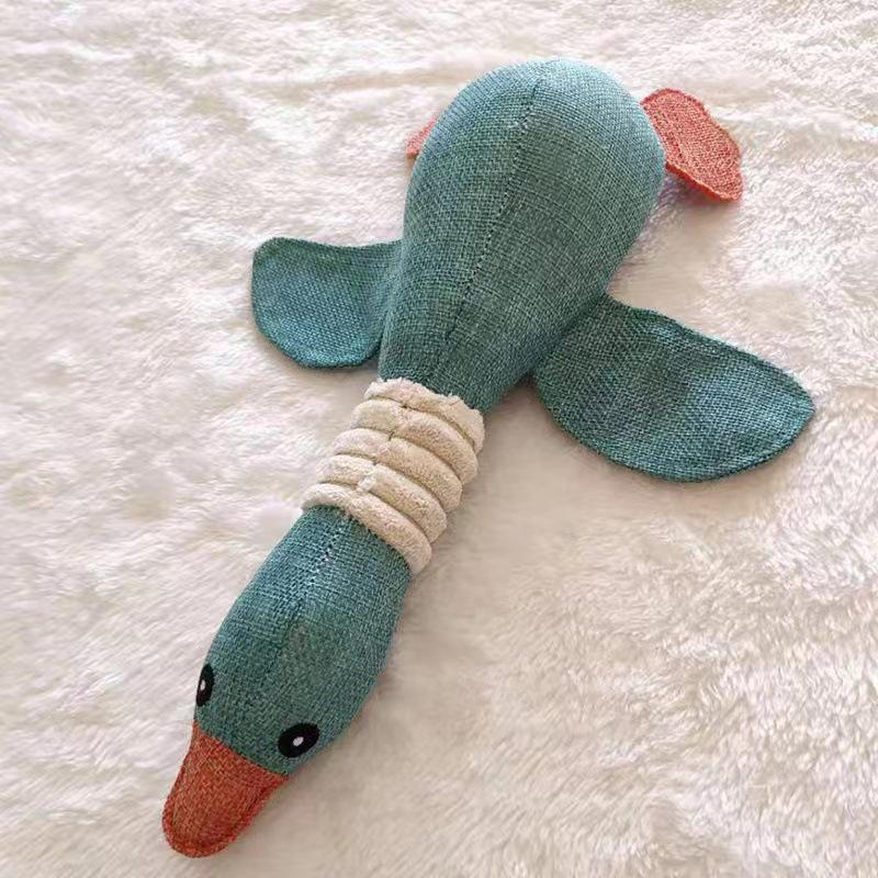 Interactive Sounding Plush Duck Goose Puzzle Toy for Cats and Dogs